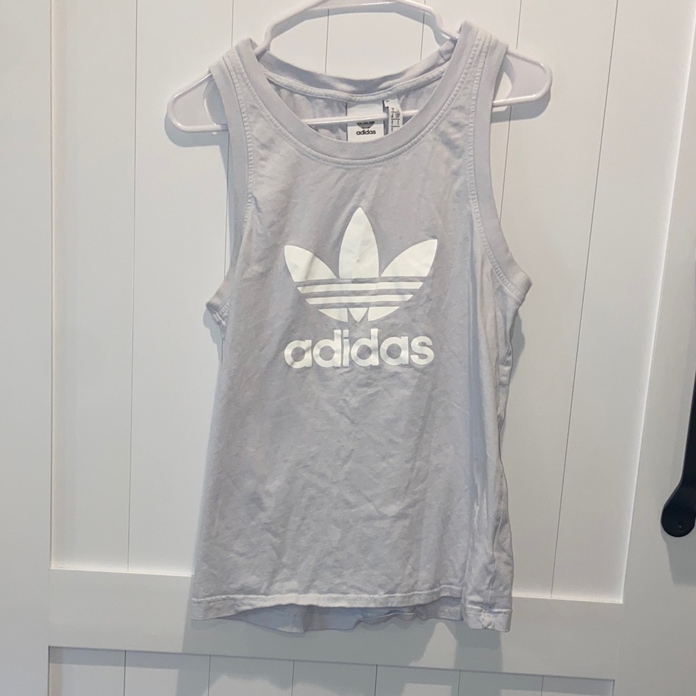 Adidas Light Gray Sleeveless Top with White Logo